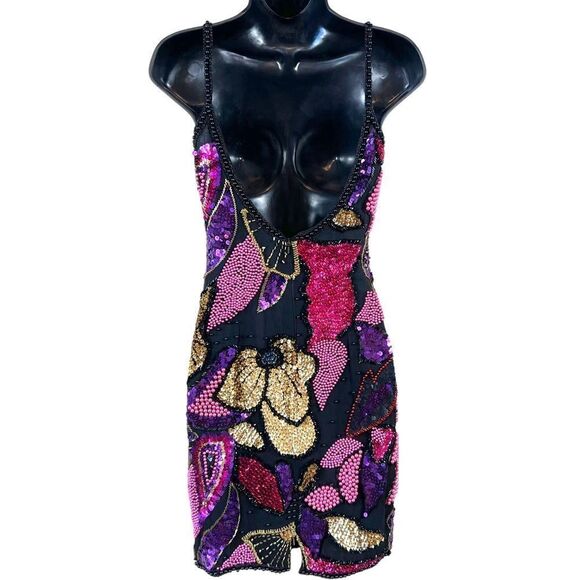 Vintage Alyce Designs Heavily Beaded Sequin Regency Gatsby Glam Dress - Picture 16 of 16